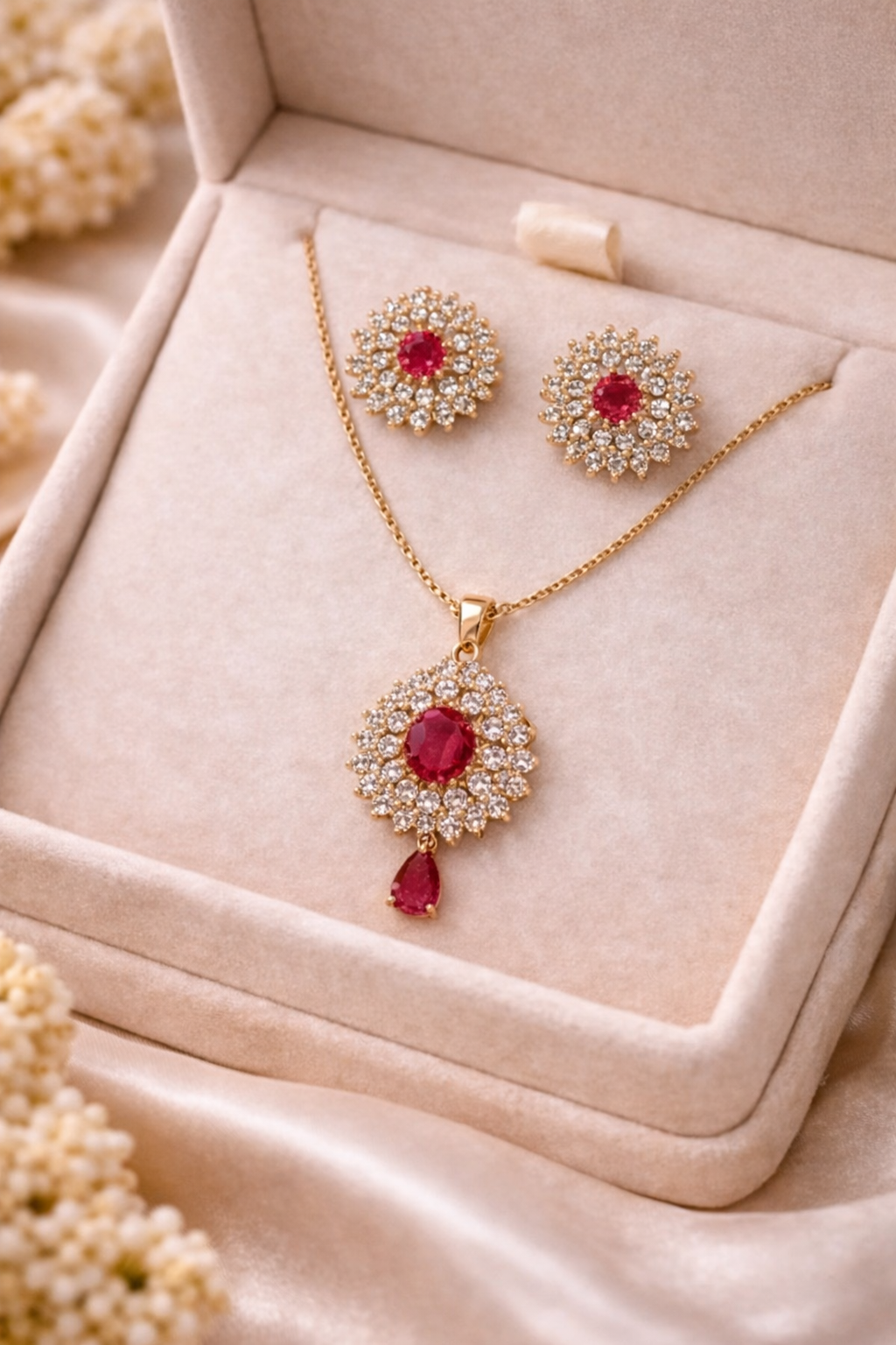 Ruby Red Crystal Jewelry Set