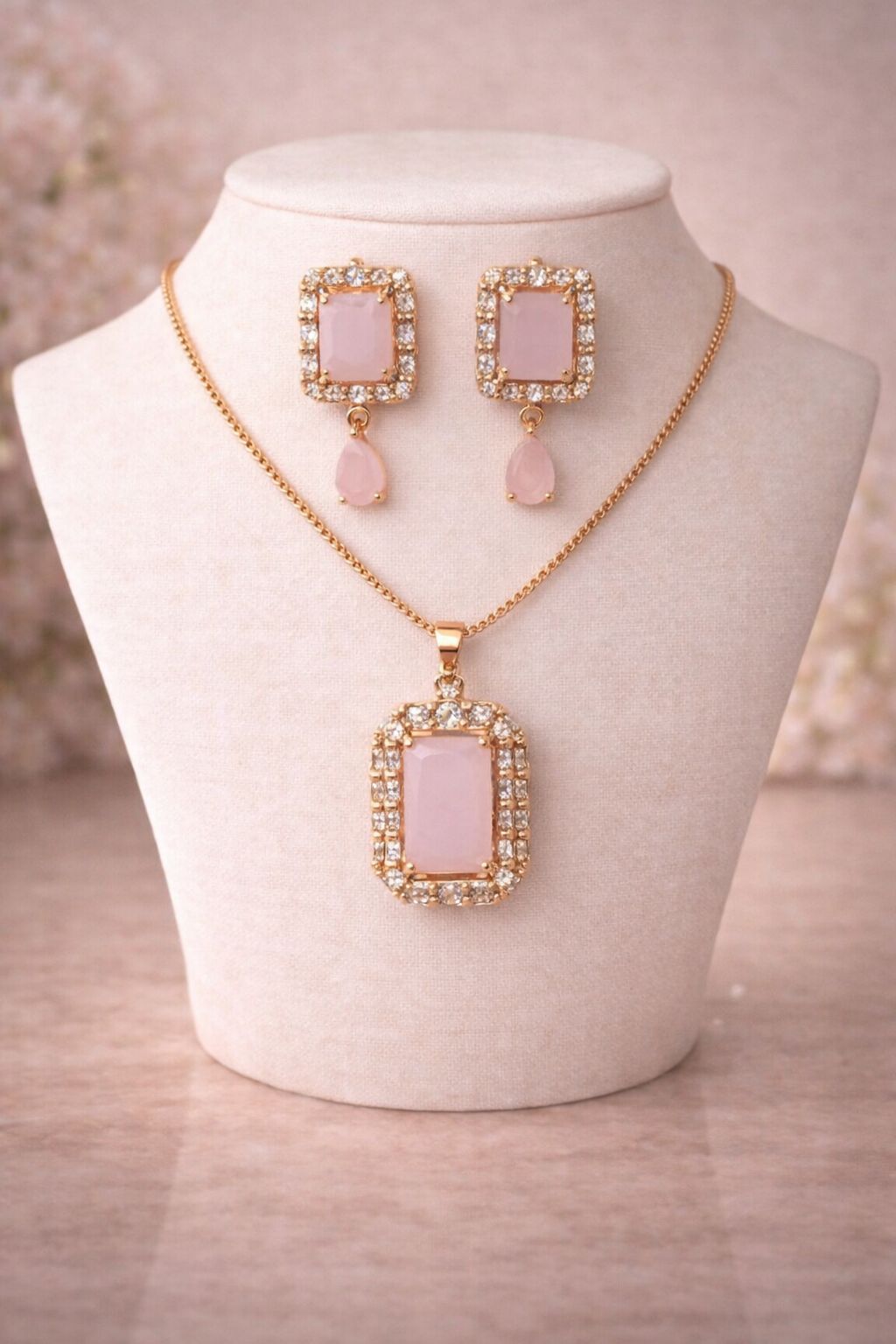 Blush Pink Crystal Jewelry Set