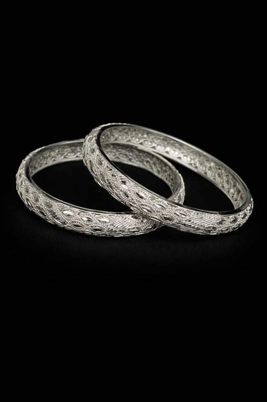 LuxeLeaf Silver Bangles