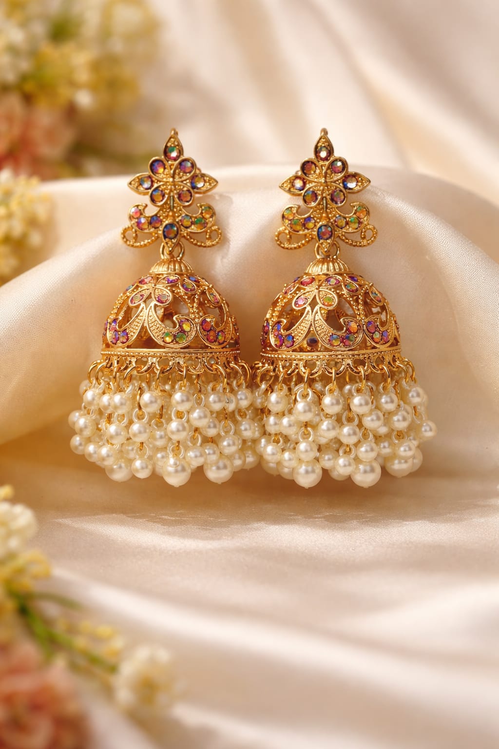 Royal Noor Pearl Jhumka Earrings