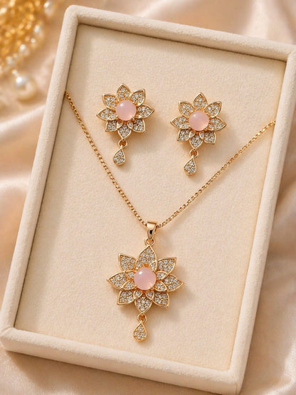 Emerald Bloom Crystal Floral Jewelry Set