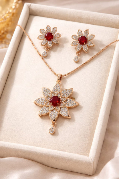 Emerald Bloom Crystal Floral Jewelry Set