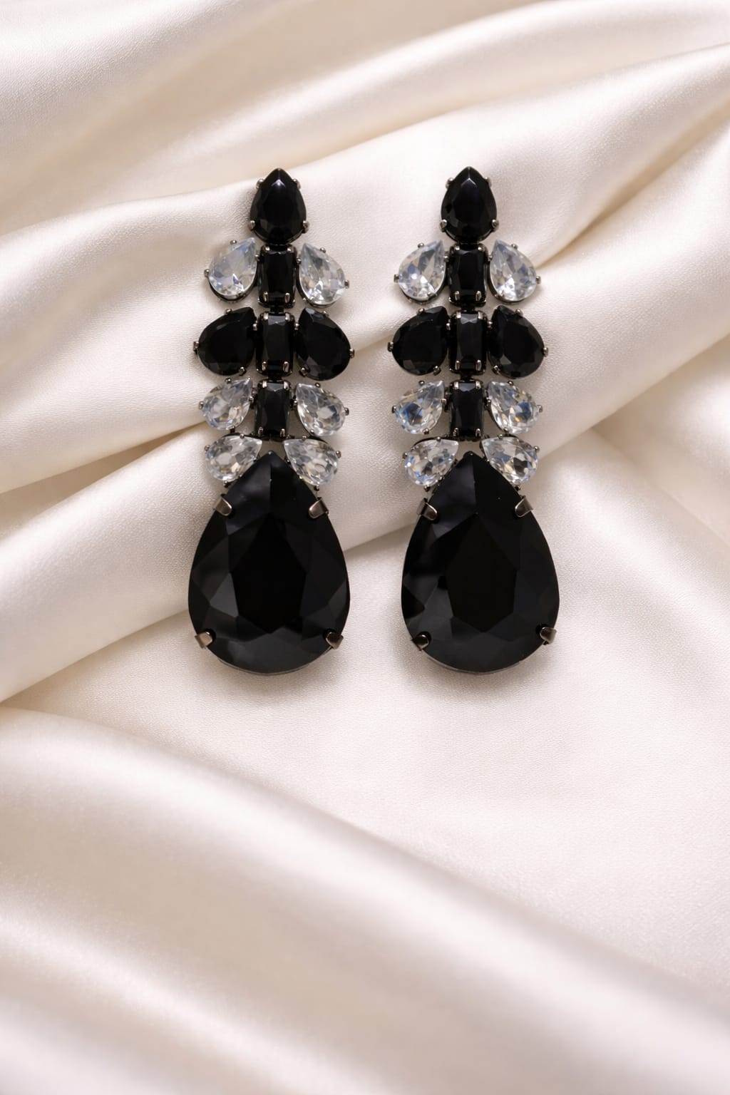 Black Crystal Statement Drop Earrings