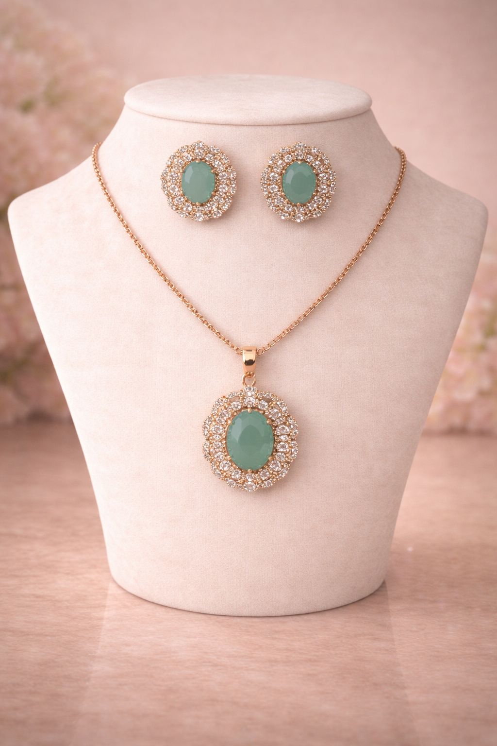 Luxury Emerald Green Stone Jewelry Set