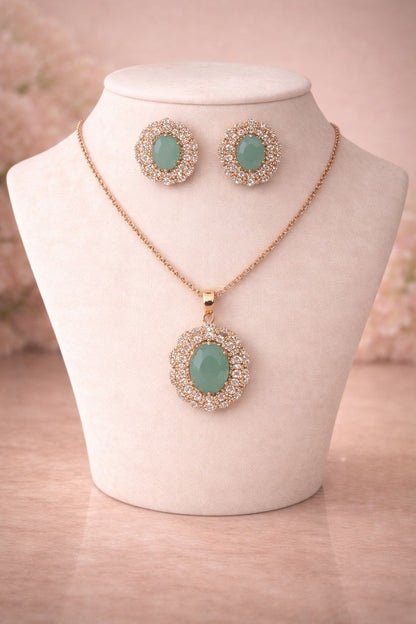 Luxury Emerald Green Stone Jewelry Set